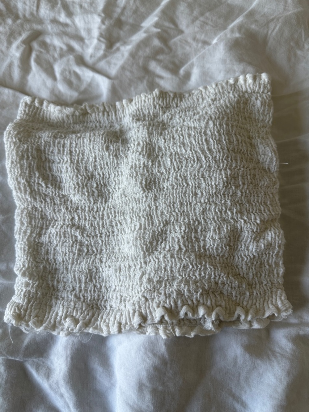 Smocked White Tube Crop Top
